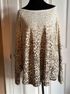 RUBY RD. Studded Animal Print Top